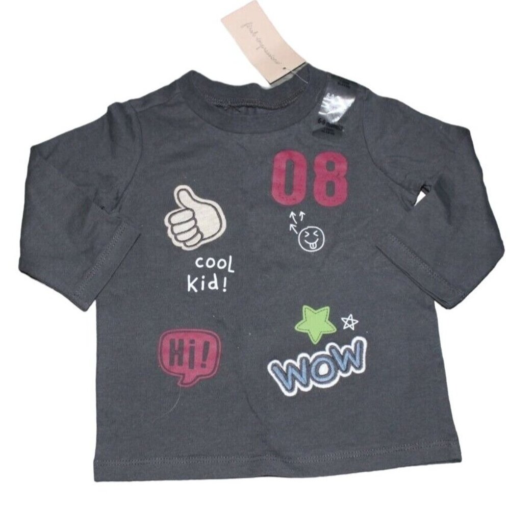 First Impressions Infant Boys Long Sleeve T-shirt-Galaxy Night-Gray-sz 6/9M-NWT